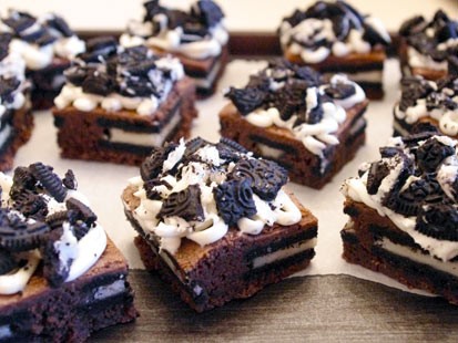 Lauren Torrisi's Oreo cheesecake brownies are shown here.