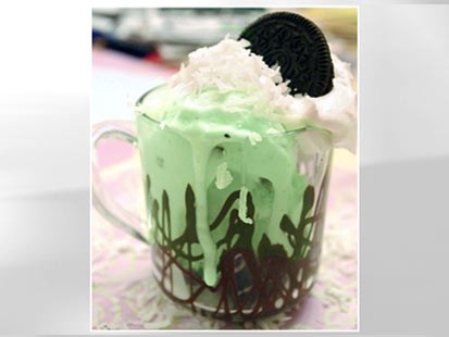 Lauren Torrisi's coconut mint Oreo sundae is shown here.