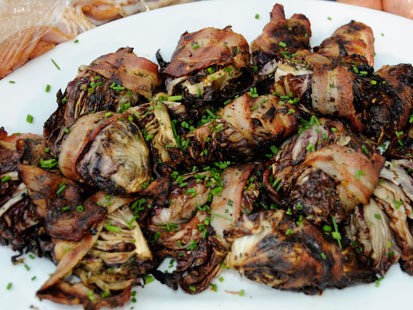 Adam Perry Lang's charred radicchio salad is shown here.