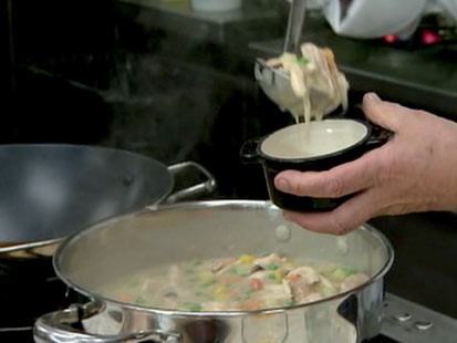 Wolfgang Puck's savory chicken pot pie.