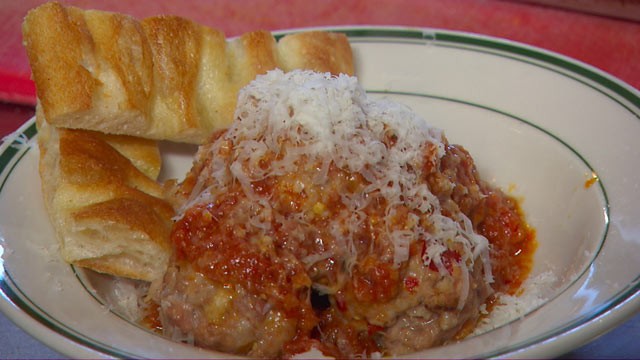 PHOTO: Daniel Holzman of The Meatball Shop shares his recipe for spicy pork meatballs with spicy meat sauce.
