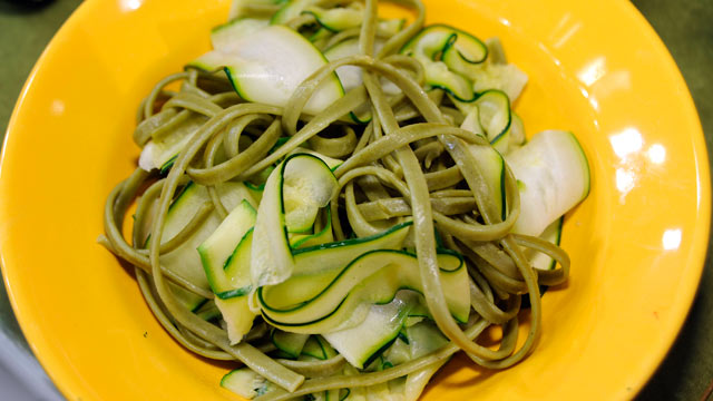 PHOTO: Supersize Spinach Fettuccini with Zucchini Ribbons.