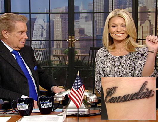 Kelly Ripa shows off her new tattoo, which bears her husband's last name, 