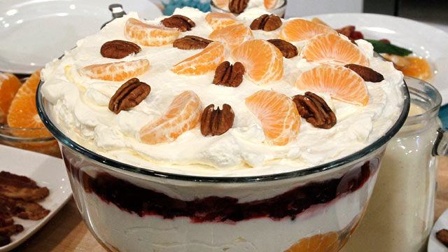 PHOTO: The Twin Chefs' mandarin pecan and cranberry trifle is shown here.