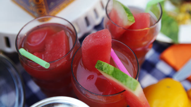 PHOTO: Marcus Samuelsson's iced tea with watermelon iced cubes is shown here.