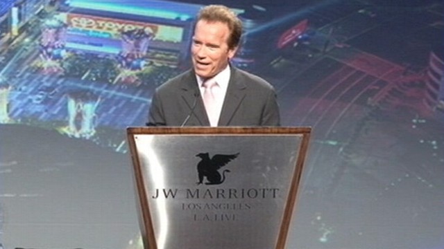 VIDEO: Former California governor makes first speech since split with Maria Shriver.
