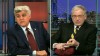VIDEO: Jay Leno and Dabid Letterman poke fun at their on-air reunion during the Super Bowl.
