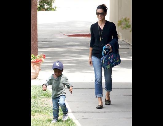 Sandra Bullock Picks Up Son From School
