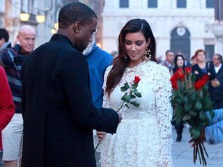 Photos: Kim K Wears Bridal-Inspired Dress