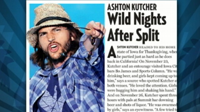 VIDEO: Kutcher partied in Iowa while Moore spent a quiet night with a friend.