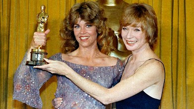 PHOTO: Jane Fonda, the Oscar Winner for Best Actress in "Coming Home," with presenter Shirley Maclaine in this April 9, 1979 file photo at the 51st  Academy Awards in Los Angeles.