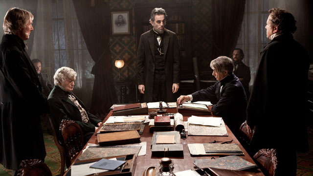 PHOTO: Daniel Day-Lewis, center rear, as Abraham Lincoln, is seen in a scene from the film, "Lincoln."