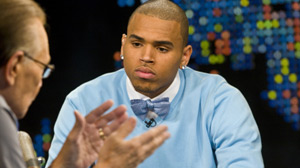 Chris Brown sits down with Larry King girlfriend Rihanna.
