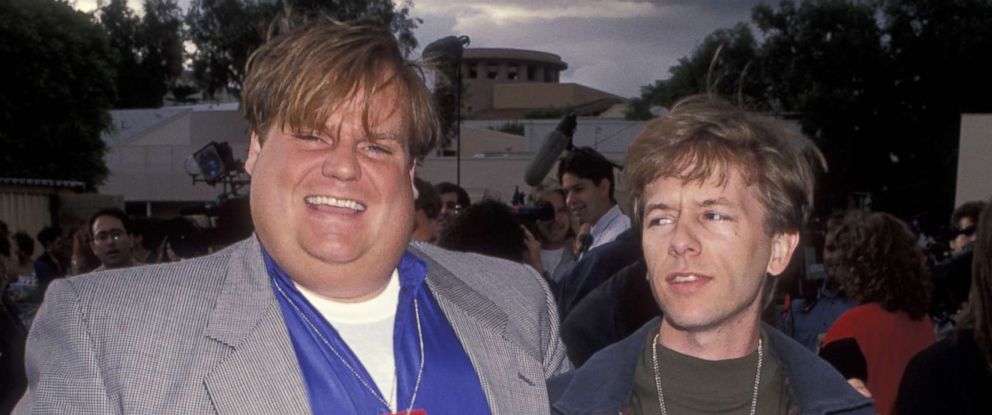 PHOTO: Chris Farley and David Spade at the 2nd annual MTV Movie Awards, June 5, 1993.