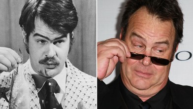 PHOTO: Dan Aykroyd prepares to demonstrate the 'Super Bass-O-Matic' on a sketch from 'Saturday Night Live', 1976.|Aykroyd on November 18, 2011 in Santa Barbara, Calif.