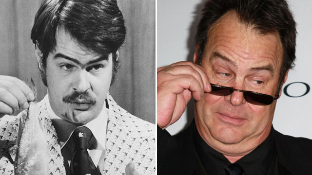 PHOTO: Dan Aykroyd prepares to demonstrate the 'Super Bass-O-Matic' on a sketch from 'Saturday Night Live', 1976.|Aykroyd on November 18, 2011 in Santa Barbara, Calif.