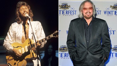 PHOTO: Barry Gibb performs at the Oakland Coliseum, July 11, 1979 and Barry attends the Seminole Hard Rock Winterfest Boat Parade 2011 Grand Marshal reception.