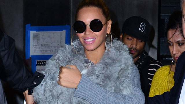 PHOTO: Beyonce Knowles and her daughter Blue Ivy Carter seen on the streets of Manhattan on March 27, 2012 in New York City.