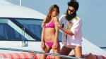 PHOTO: Admiral General Aladeen, portrayed by Sacha Baron Cohen, and supermodel Elisabetta Canalis spotted on a luxury yacht at Hotel Du Cap during 65th Annual Cannes Film Festival on May 16, 2012 in Cannes, France.