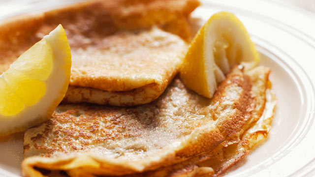 PHOTO: Crepes Suzette with lemon and sugar are shown here in this undated stock photo.