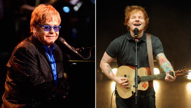 PHOTO: Sir Elton John celebrating Yamaha's 125th Anniversary Live Around the World Dealer Concert performs at the Hyperion Theater, Jan. 25, 2013 in Anaheim, Calif.; Ed Sheeran performs in concert at The Louisville Palace Theatre, Feb. 1, 2013, in Louisvi