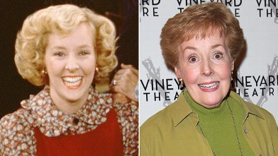 PHOTO: Georgia Engel, as Georgette Franklin Baxter, poses on the set of the CBS situation comedy 'Mary Tyler Moore,' Studio City, Los Angeles, Nov. 21, 1975; Georgia Engel at Vineyard Theatre, Nov. 3, 2010 in New York.