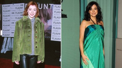 PHOTO: Alyson Hannigan, left, during Flaunt's Magazine One Year Anniversary Party at The Sunset Room in Hollywood, Calif. in 1999, and right, at the "How I Met Your Mother" panel held at the Leonard H. Goldenson Theatre on January 27th, 2009 in North Holl
