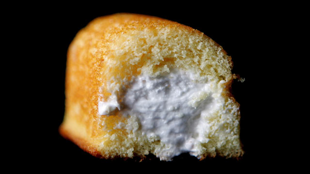 PHOTO: Part of a Hostess Twinkie golden sponge cake with its creamy filling exposed in Des Plaines, Illinois, a suburb northwest of Chicago.