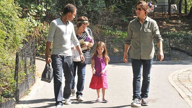 PHOTO: Connor Cruise, Isabella Cruise, Tom Cruise and Suri Cruise visit a Central Park West playground on Sept. 7, 2010 in New York City.