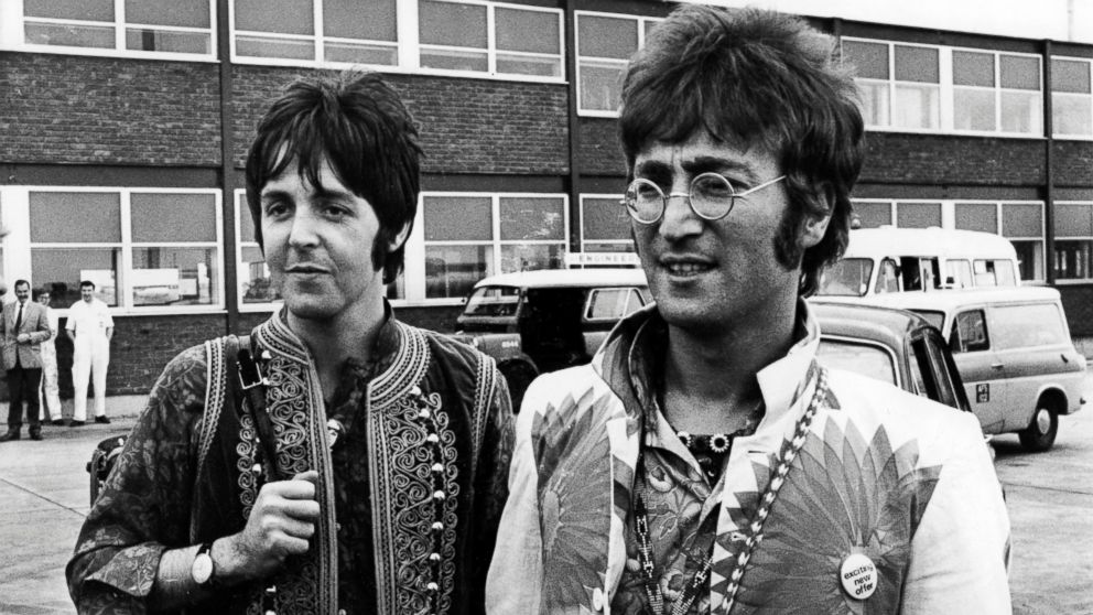 PHOTO: John Lennon and Paul McCartney returning to Heathrow Airport in London from holiday in Greece, July 31, 1967.