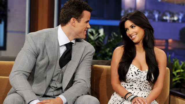 PHOTO: Kris Humphries and Kim Kardashian appear on the Tonight Show With Jay Leno at NBC Studios, October 4, 2011 in Burbank, California.