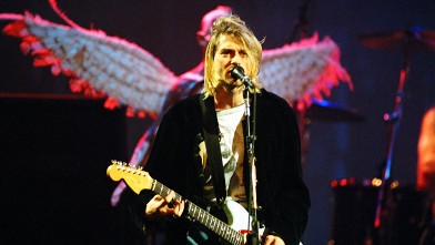 PHOTO: Kurt Cobain of Nirvana during MTV Live and Loud: Nirvana Performs Live - December 1993 at Pier 28 in Seattle, Washington.