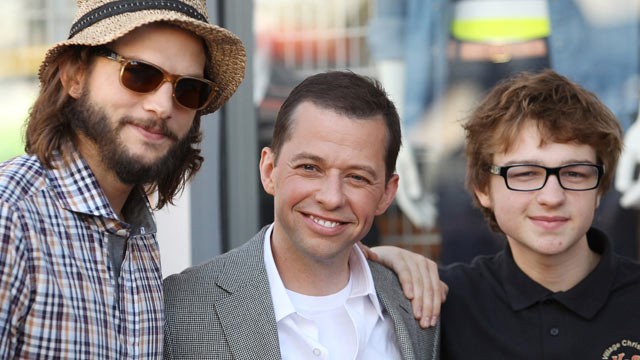 PHOTO: Ashton Kutcher, Jon Cryer and Angus T. Jones attend the ceremony honoring actor Jon Cryer with a Star on The Hollywood Walk of Fame, Sept. 19, 2011 in Hollywood, California.