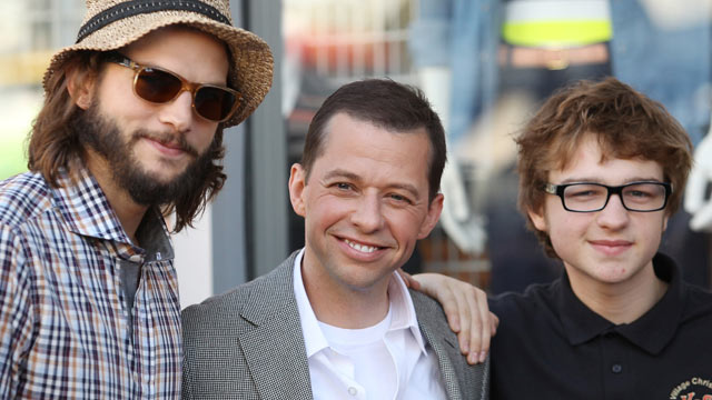 PHOTO: Ashton Kutcher, Jon Cryer and Angus T. Jones attend the ceremony honoring actor Jon Cryer with a Star on The Hollywood Walk of Fame, Sept. 19, 2011 in Hollywood, California.