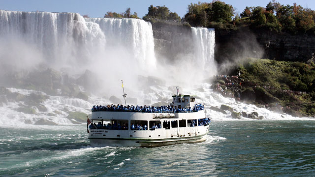 PHOTO: The Maid of the Mist tour boat floats near part of the American portion of Niagara Falls in the Niagara River.