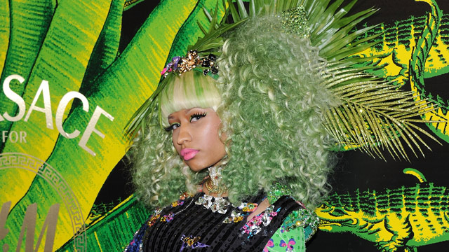 PHOTO: Nicki Minaj attends the Versace for H&M Fashion event at the H&M on the Hudson on November 8, 2011 in New York City.