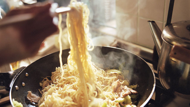 PHOTO: In Asian cultures, long noodles are believed to bring long life for the new year.