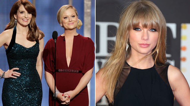 PHOTO: Tina Fey and Amy Poehler host the 70th Annual Golden Globe Awards, Jan. 13, 2013, in Beverly Hills, Calif. Right, Taylor Swift attends the Brit Awards, Feb. 20, 2013, in London, England.