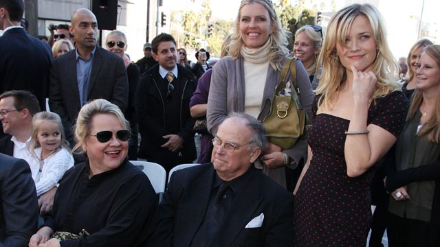 PHOTO: Dr. Betty Reese, left, and Dr. John Witherspoon with daughter Reese Witherspoon at Walk of Fame Ceremony, December 1, 2010, Hollywood, California.