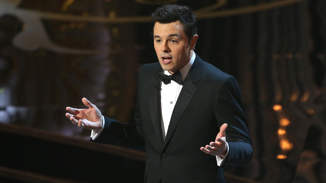 PHOTO: Host Seth MacFarlane speaks onstage during the Oscars held at the Dolby Theatre on February 24, 2013 in Hollywood.
