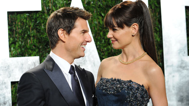 PHOTO: Katie Holmes and Tom Cruise attend the 2012 Vanity Fair Oscar Party at Sunset Tower on Feb. 26, 2012 in West Hollywood.
