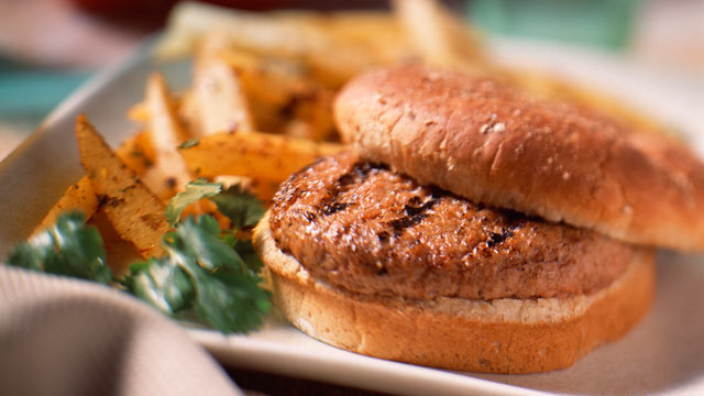 PHOTO: Add green apples, cilantro and onions for a California-inspired turkey burger.