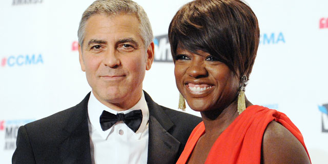 PHOTO: Actor George Clooney and actress Viola Davis pose at the 17th Annual Critics Choice Movie Awards Press Room at The Hollywood Palladium on Jan. 12, 2012 in Los Angeles, Cali.