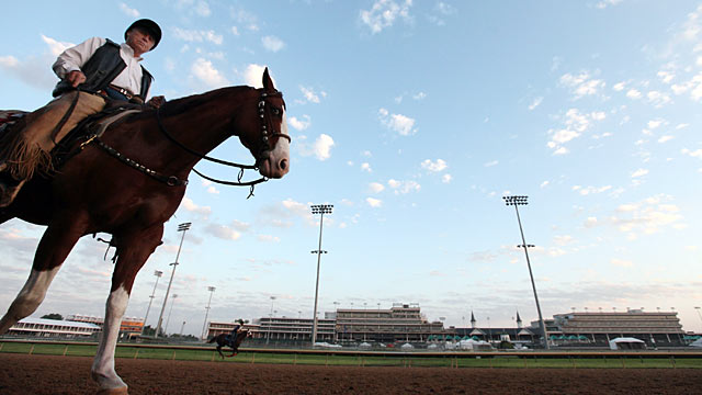 PHOTO: Trainer D. Wayne Lukas watches his horses train in preparation for the 138th Kentucky Derby at Churchill Downs, May 2, 2012 in Louisville, Kentucky.