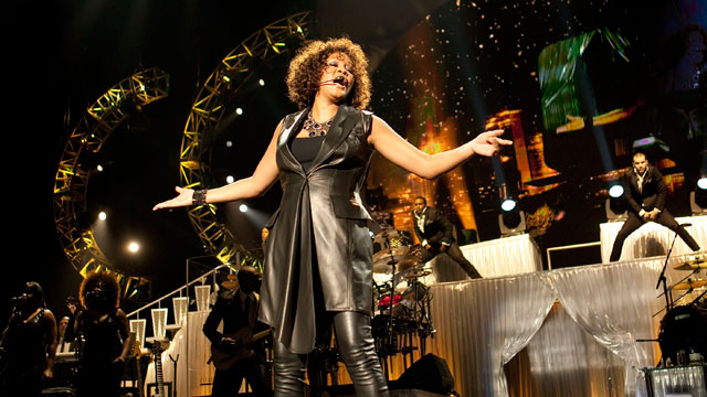 PHOTO: Whitney Houston performs live during her 2010 Nothing But Love tour to promote the album I Look To You in Berlin, Germany.