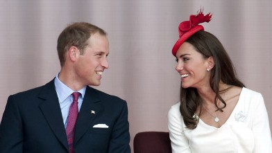 PHOTO: Britain's Prince William and his wife Catherine, Duchess of Cambridge, celebrate Canada Day on Parliament Hill in Ottawa, July 1, 2011 during their first official foreign trip as husband and wife.