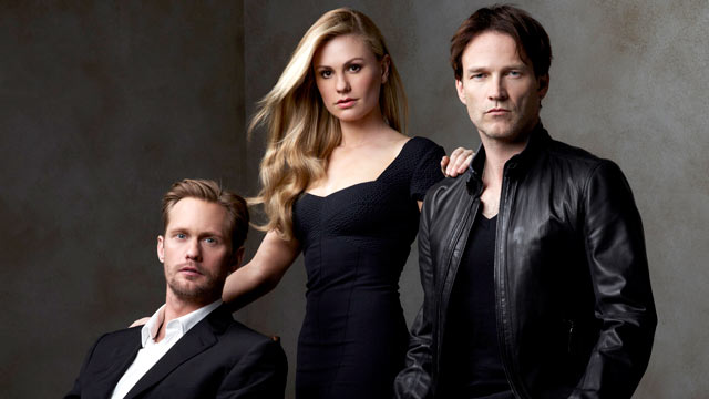 PHOTO:Â True Blood Season 4 cast members, Alexander Skarsgard, Anna Paquin, and Stephen Moyer.