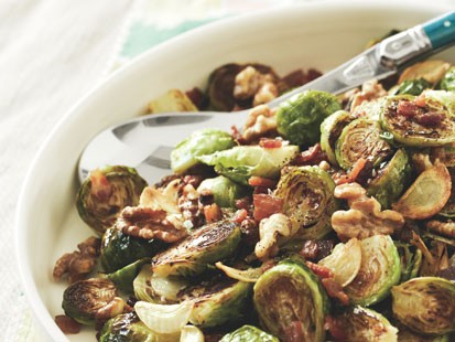 Jessica Alba's roasted brussels sprouts recipe is shown here.