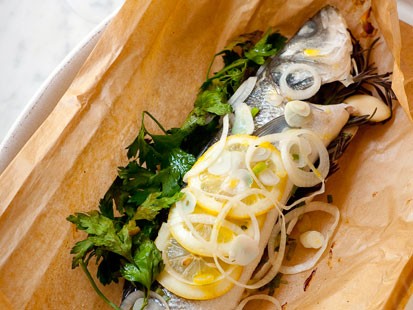 PHOTO: The sea bass parcel from the Silver Spoon Cookbook is shown here.