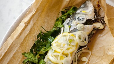 PHOTO: The sea bass parcel from the Silver Spoon Cookbook is shown here.